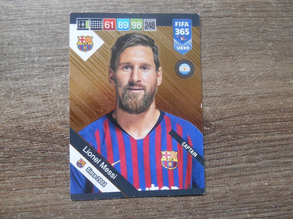 Lionel Messi Adrenalyn plaatje FIFA 365, Ophalen of Verzenden, Gebruikt, Buitenlandse clubs, Poster, Plaatje of Sticker