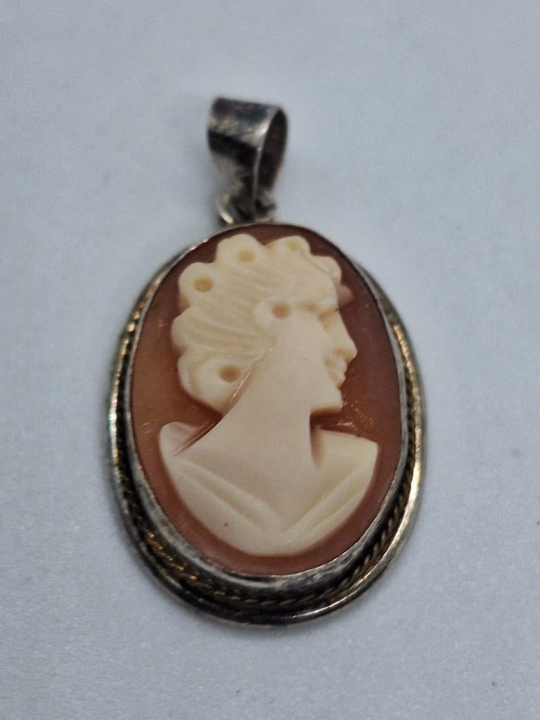 Zilveren Camee Hanger 925 - Klassiek Profiel, Ophalen of Verzenden, Zo goed als nieuw, Europa overig
