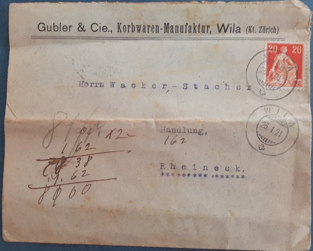 Zwitserland Envelop 1921, Ophalen of Verzenden, Envelop