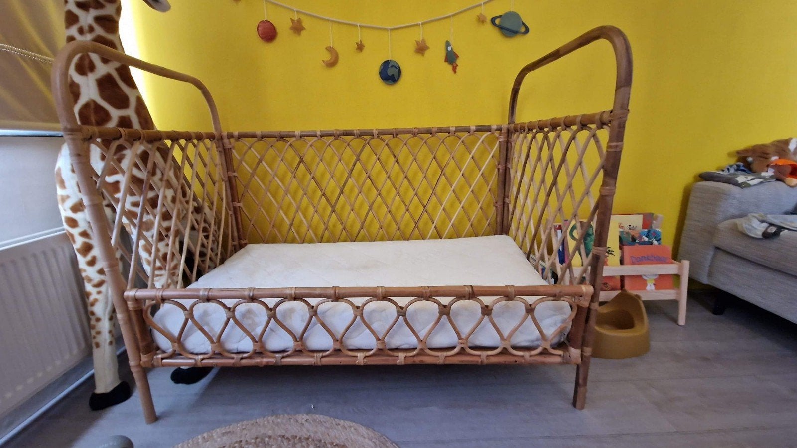 Rotan ledikant 130x68x80 cm, Overige materialen, Gebruikt, Bruin, Eenpersoons