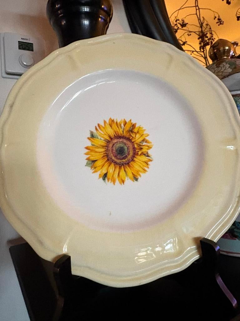 Porseleinen Bord met Zonnebloem Decoratie - Ligne Princessa, Ophalen of Verzenden