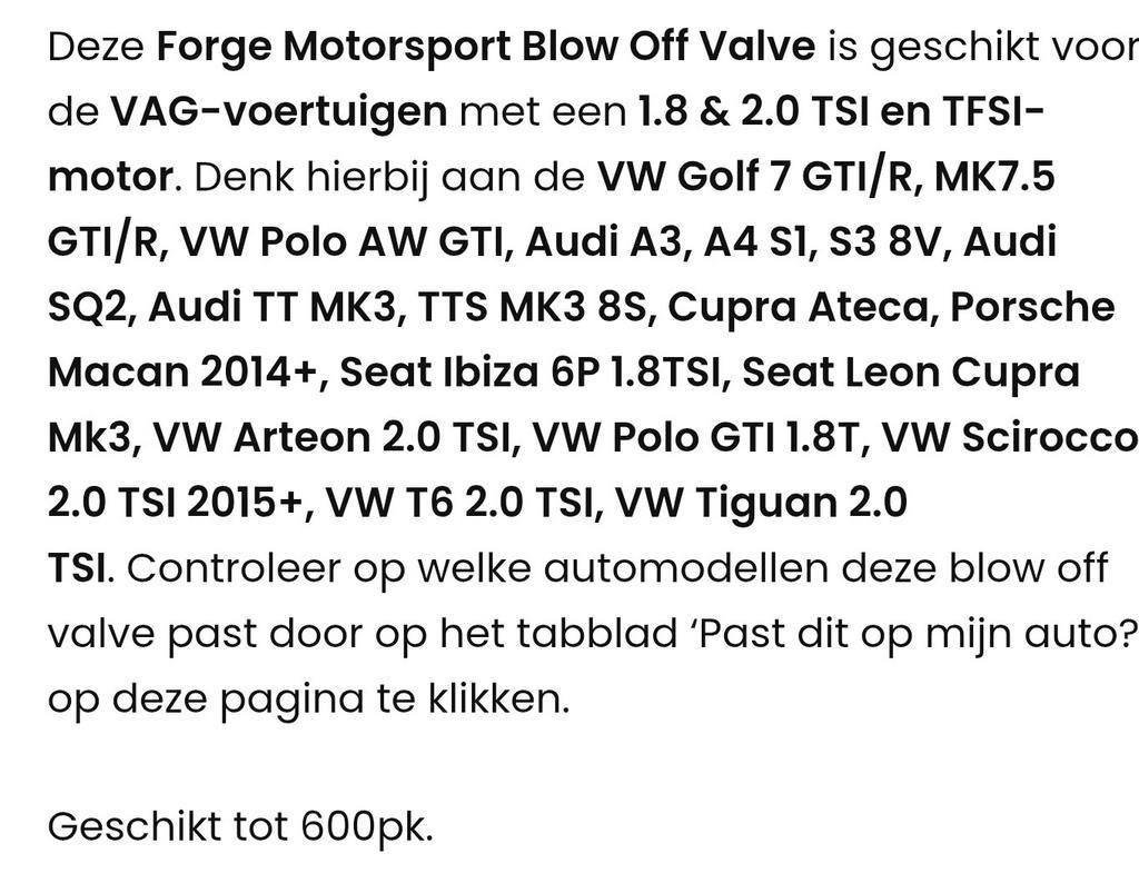 Forge Blow Off Valve voor verschillende vag autos, Ophalen of Verzenden