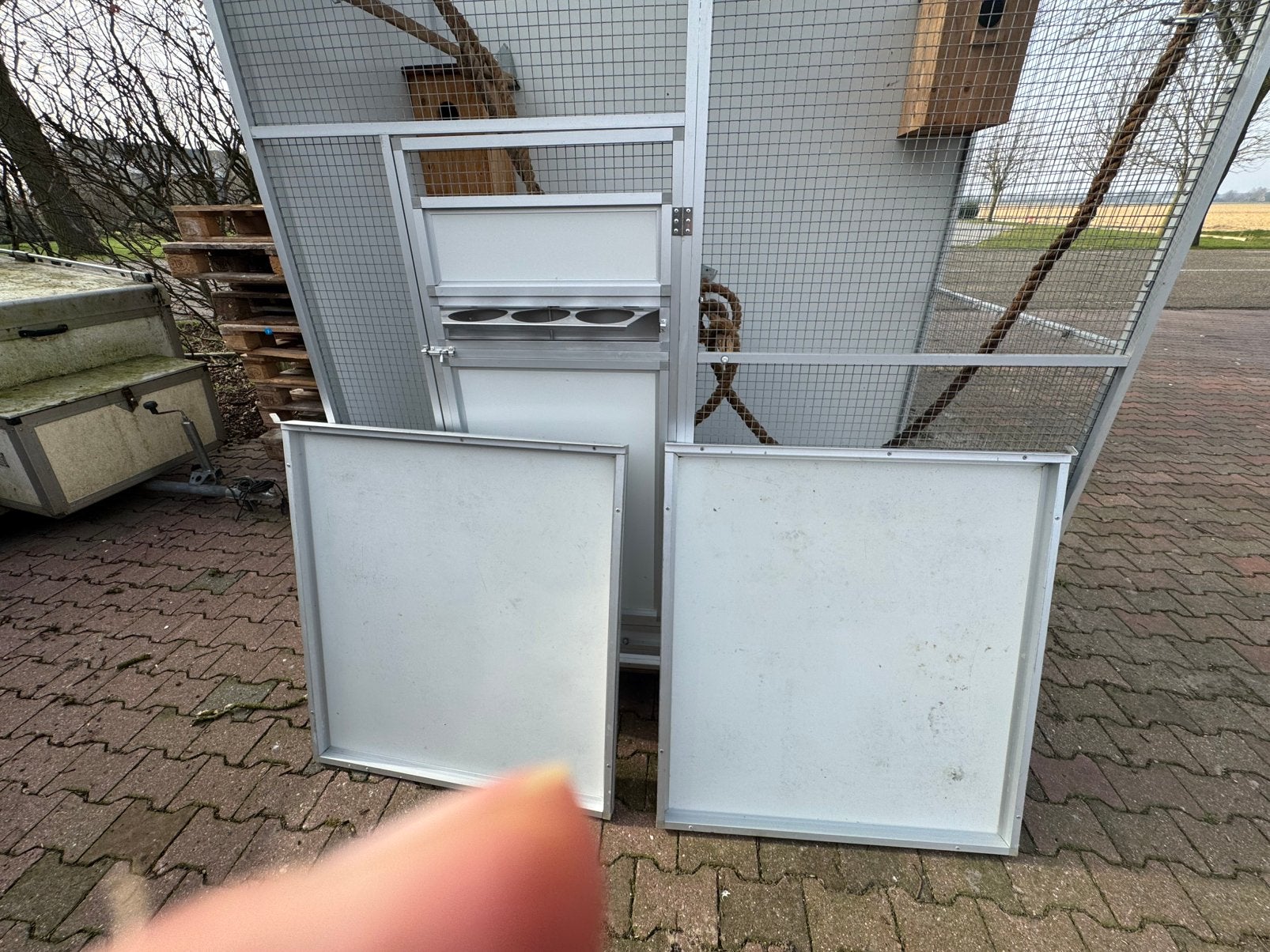 3 vogel volieres, Ophalen, Zelf gemaakt, Aluminium, Zo goed als nieuw