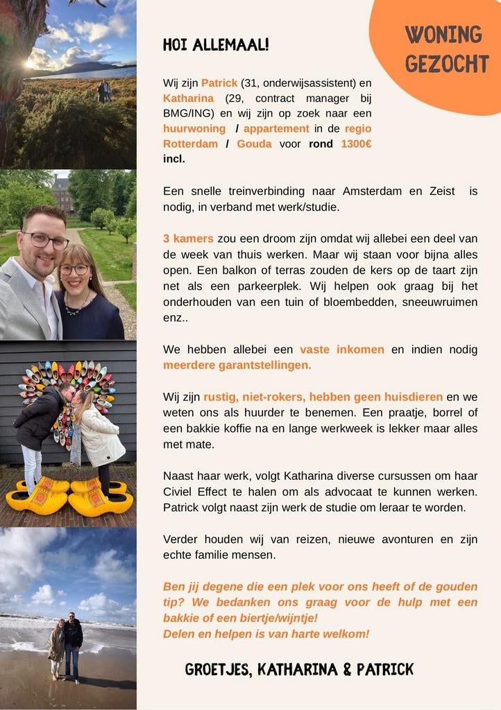 Opzoek naar een woning (Regio Rotterdam, Gouda en Utrecht), Huizen en Kamers