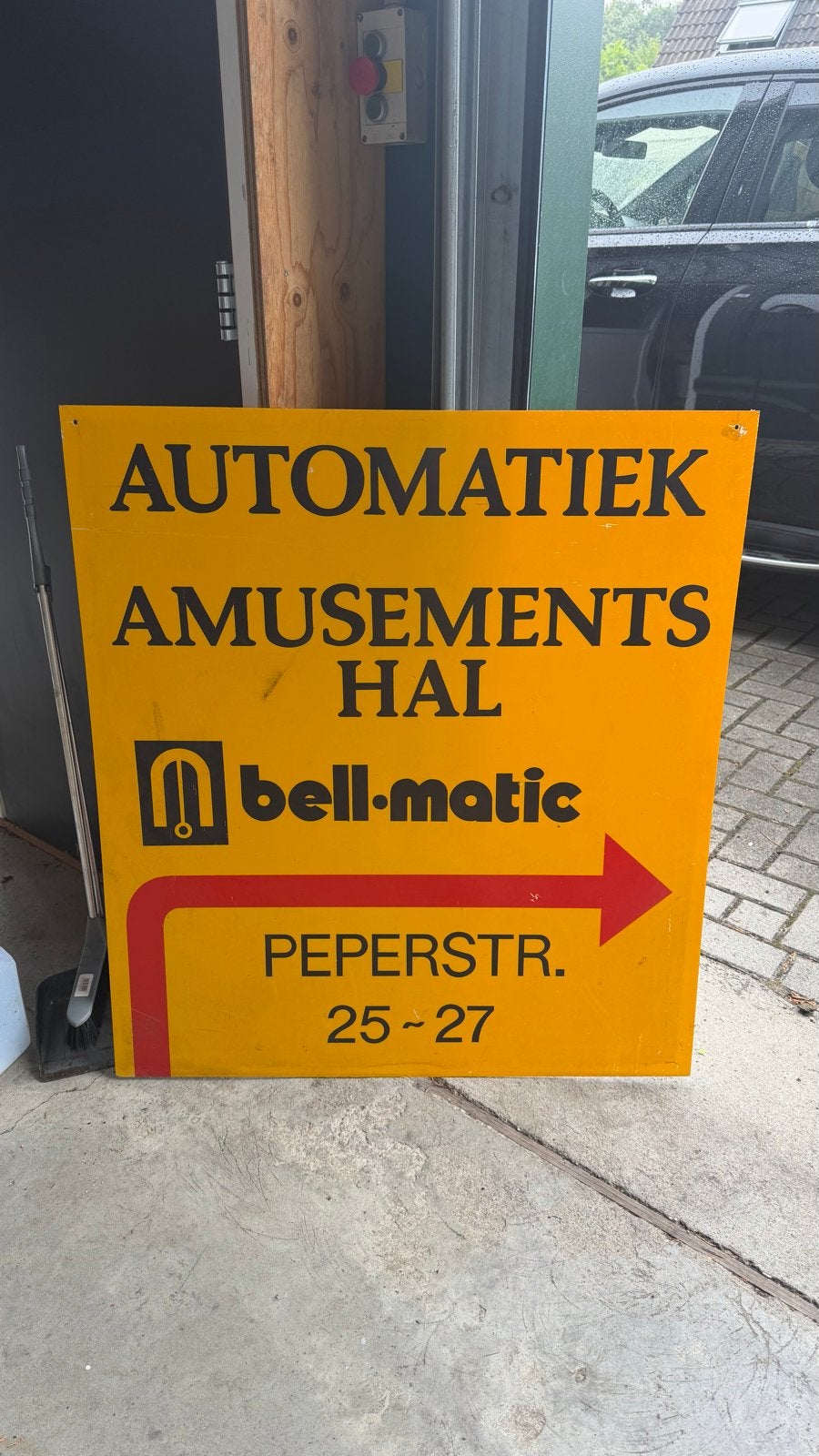 Vintage Reclameborden Automatiek Amusements Hal Groningen, Verzamelen, Ophalen, Gebruikt, Reclamebord