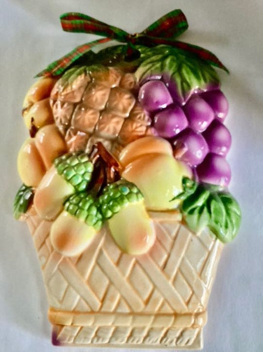 WANDDECORATIE  FRUITMAND. VAN. KERAMIEK, 14 cm, Meerkleurig, Decoratieobject, Steen/keramiek