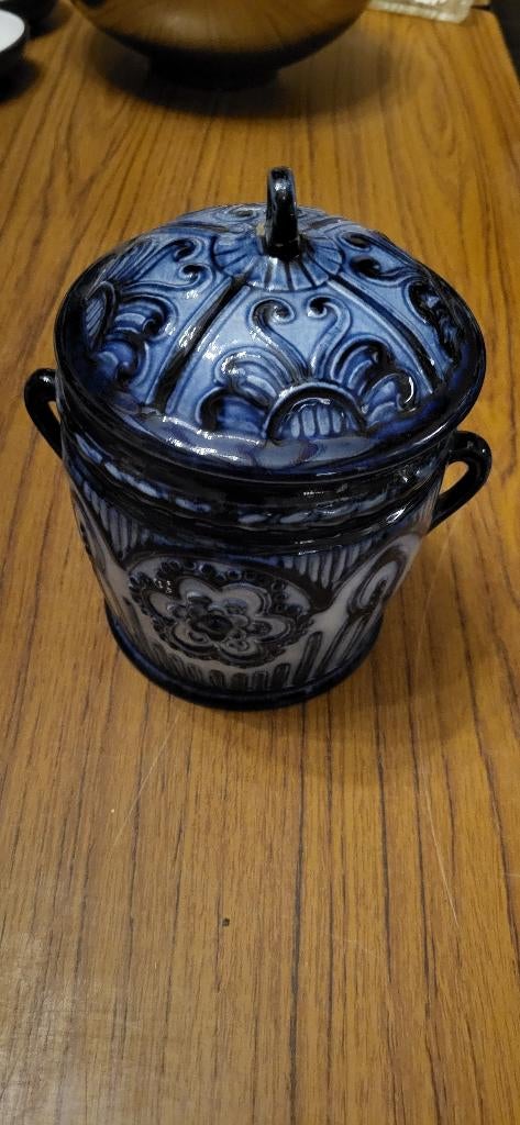 Blauw keramieken potje met deksel, Antiek en Kunst, Ophalen of Verzenden