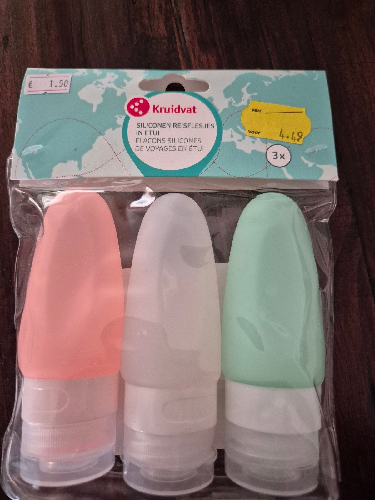 Kruidvat Siliconen Reisflesjes in Etui - 3x 60ml, Ophalen of Verzenden, Nieuw