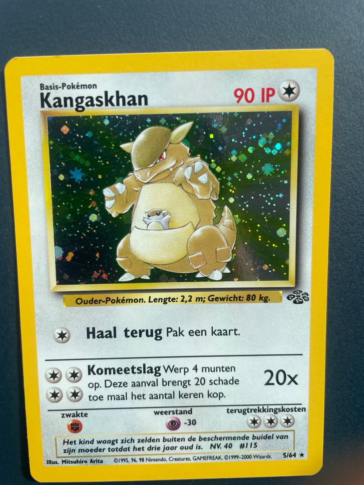 Kangaskhan Holo Foil Pokémon Kaart 5/64 Jungle Set, Ophalen of Verzenden, Zo goed als nieuw, Losse kaart, Foil