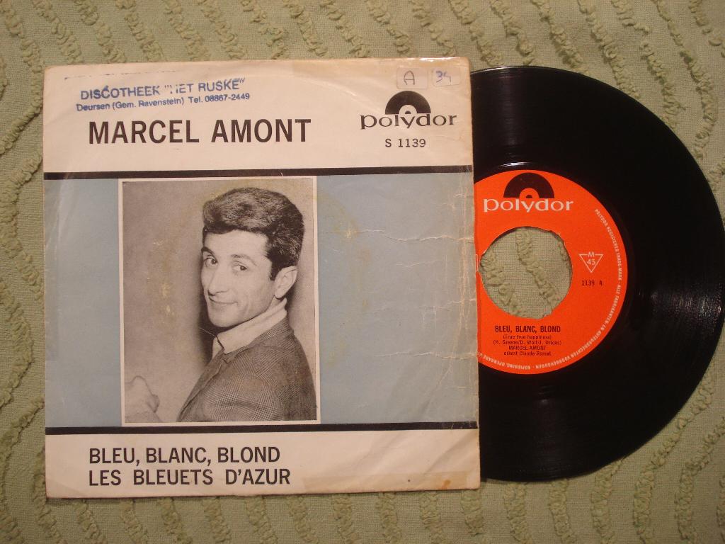 Marcel Amont 7" Vinyl Single: ‘Bleu, Blanc, Blond’ (NL), Cd's en Dvd's, Vinyl Singles, Gebruikt, Single, Pop, 7 inch, Ophalen of Verzenden
