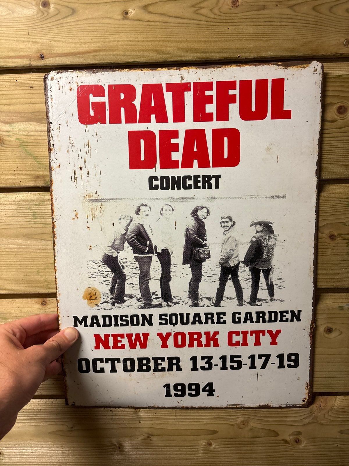 Grateful Dead Concert New York City 1994 metalen bord, Ophalen of Verzenden, A1 t/m A3, Muziek, Rechthoekig Staand