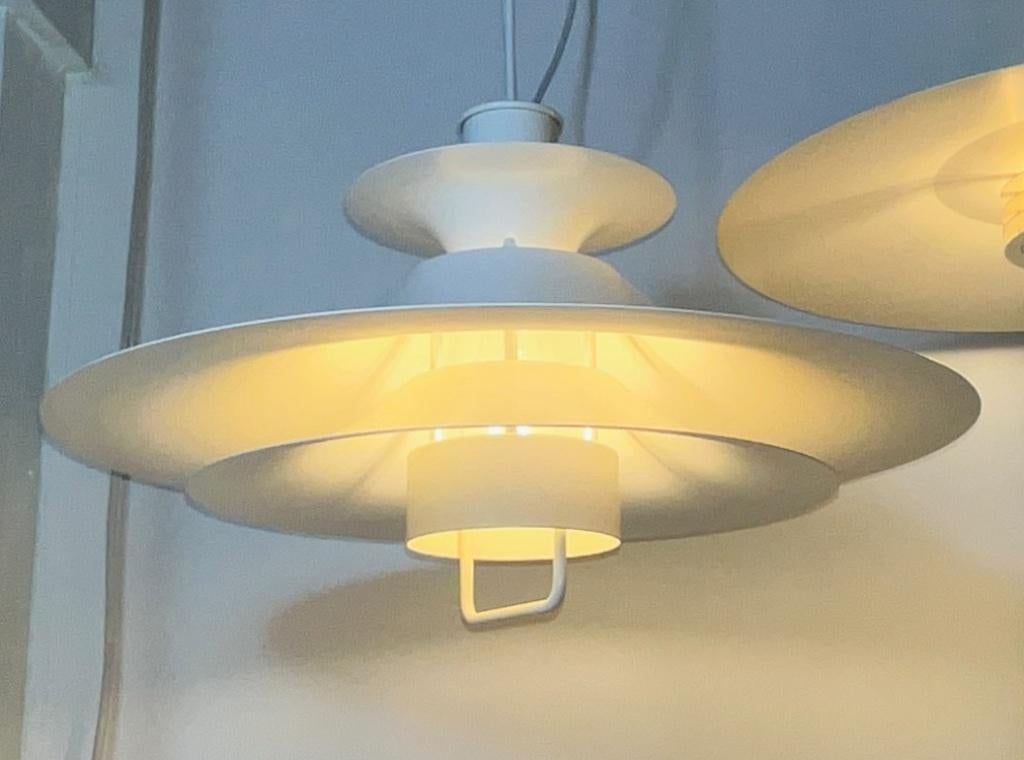 schalenlamp Desiree Lyfa Deens Design wit 70s 80s, Huis en Inrichting, Lampen | Hanglampen, Lyfa, -, -, Ophalen of Verzenden