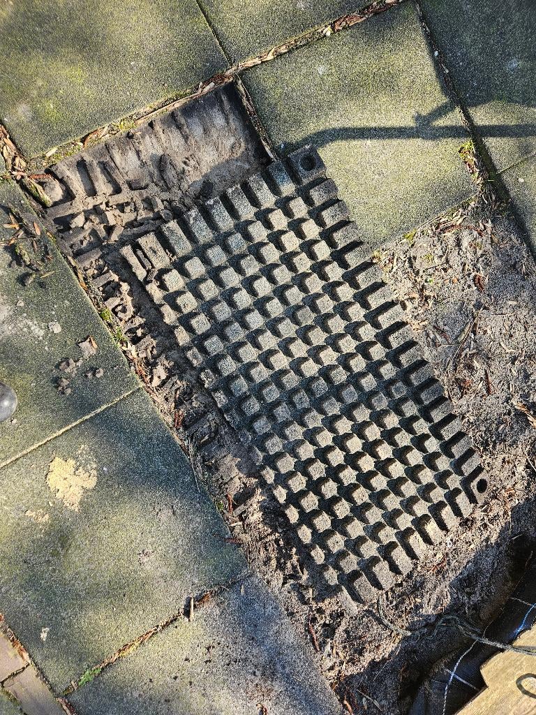 rubber tegels 50 x 50 zwart in prima staat (65  tegels.), Tuin en Terras, Ophalen, Gebruikt, Overige typen, Rubber