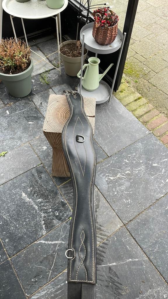 Zwarte leren singel maat 125 cm, Dieren en Toebehoren, Ophalen of Verzenden, Zo goed als nieuw, Springen