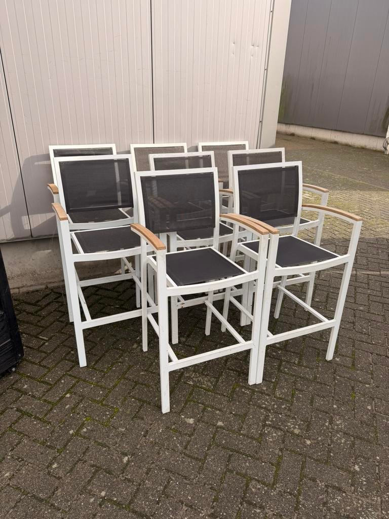 Terras barkrukken aluminium krukken teak, Ophalen of Verzenden, Zo goed als nieuw, Aluminium
