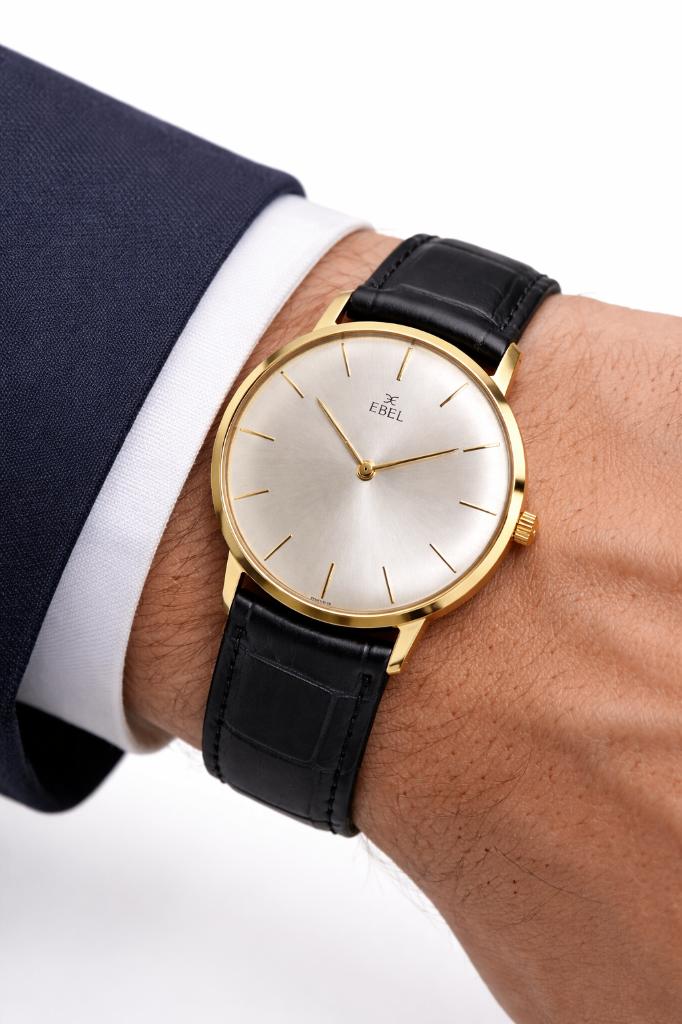 Ebel 18 kt Gouden Herenhorloge – 1964 – Ultra Plat, Overige merken, Leer, Polshorloge, Ophalen of Verzenden