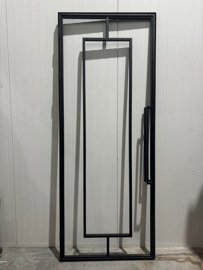 OUTLET ZWARTE SCHARNIERDEUR, Ophalen, Binnendeur, 200 tot 215 cm, Glas