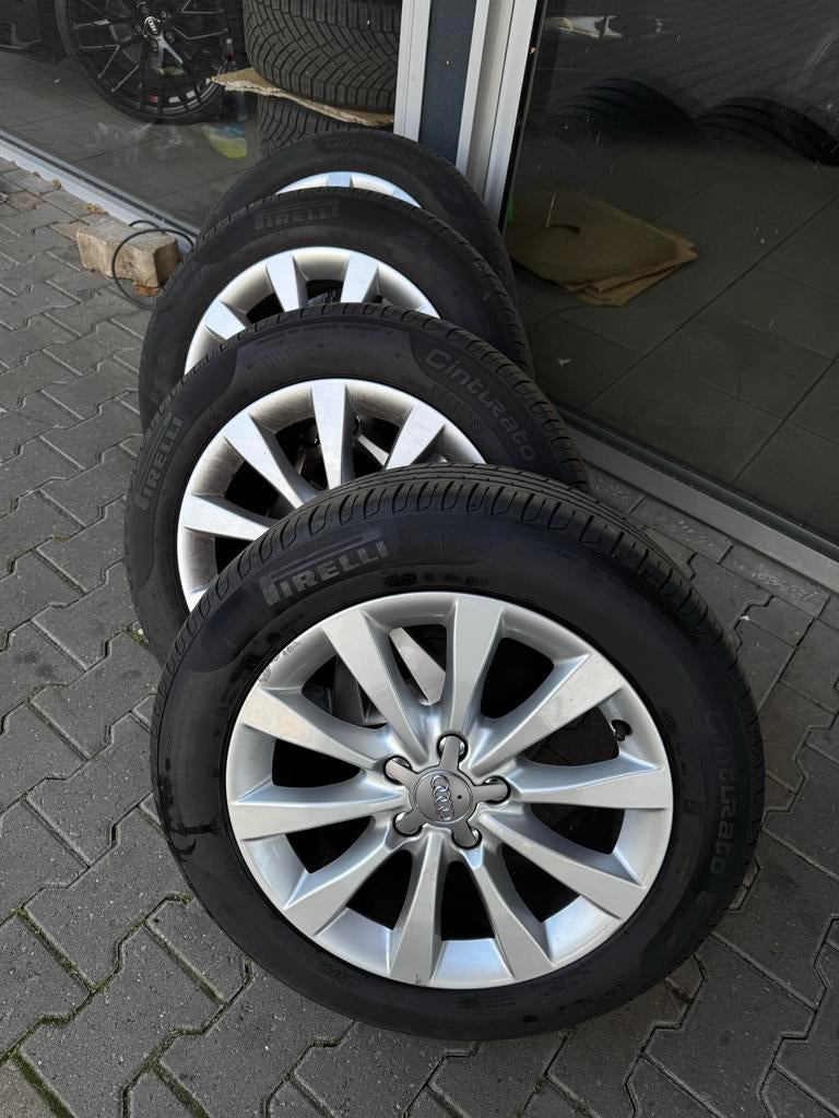 Originele Audi 225/55/17 Velgen met Pirelli Banden, Ophalen, Gebruikt, Banden en Velgen, 17 inch