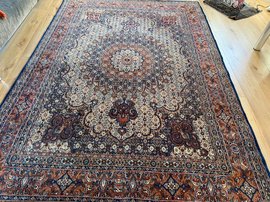 Handgeknoopt vintage Moud tapijt – 293  200 cm, Huis en Inrichting, Stoffering | Tapijten en Kleden, Info@bababoho.clm, Crème