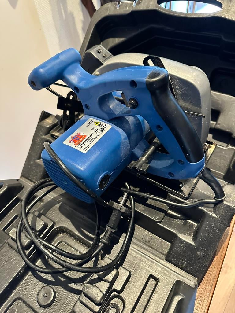 Topcraft Cirkelzaag in Koffer met Geleiderails, Gebruikt, Cirkelzaag, Ophalen of Verzenden, 30 tot 70 mm