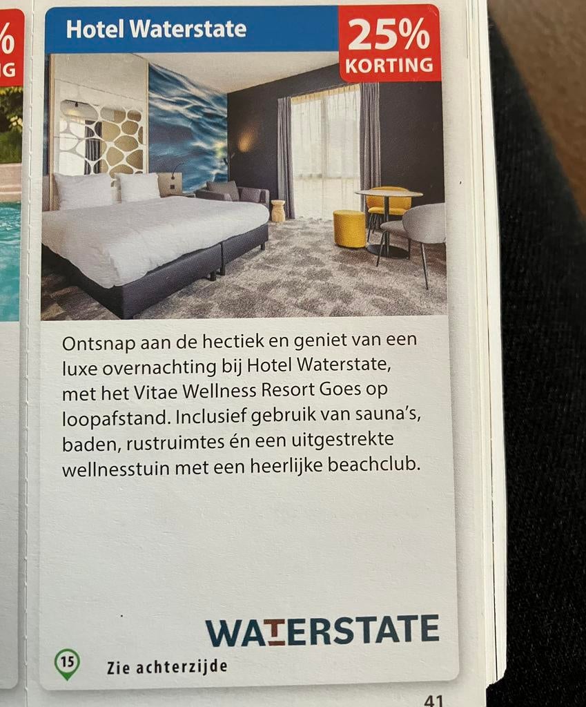 25% korting Stay & Welness Arrangement Hotel Waterstate Goes, Eén persoon, Kortingsbon, Arrangement