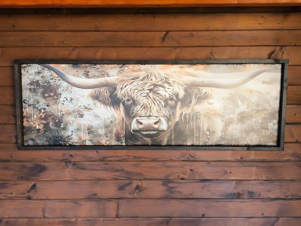stier longhorn op canvas, Ophalen of Verzenden, Nieuw
