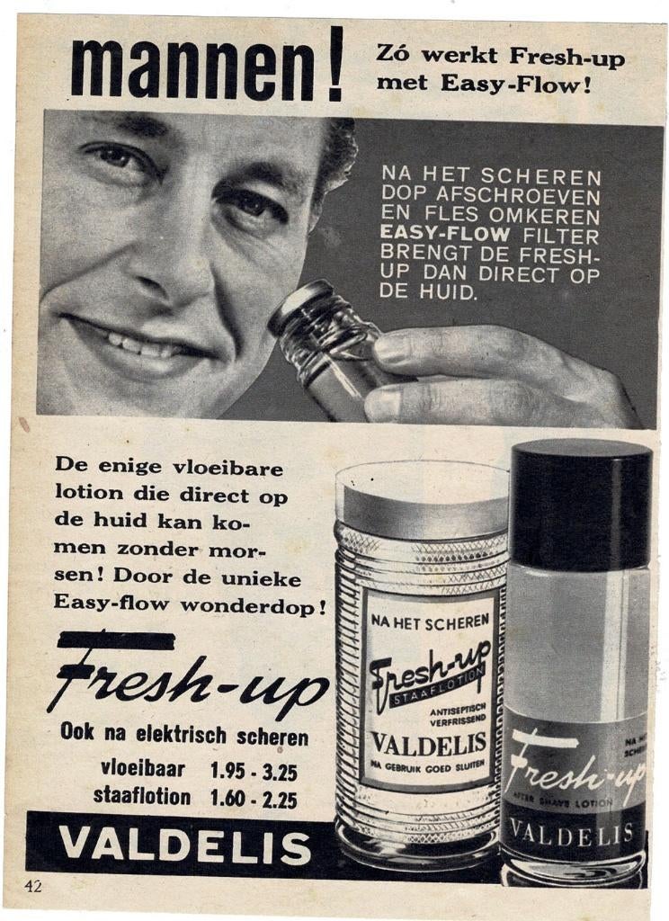Mannen na het scheren FRESH-UP van VALDELIS 1954, Verzamelen, Verzenden, Zo goed als nieuw, Overige typen