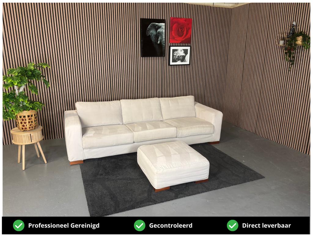 GRATIS LEVERING Linteloo Bank + Poef 265x100 REFURBISHED, 250 tot 300 cm, 100 tot 125 cm, Ophalen of Verzenden, Zo goed als nieuw