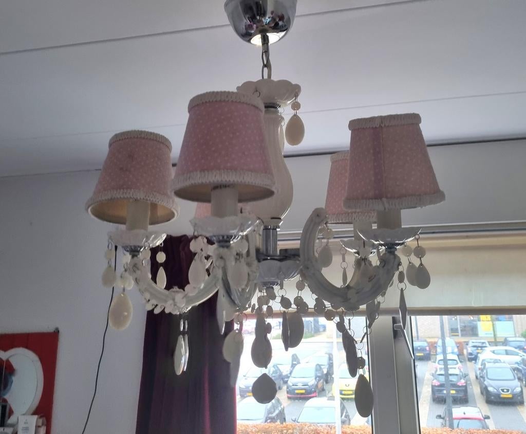 Kroonluchter voor meiden kamer roze met stippen, Ophalen, Zo goed als nieuw, Kunststof
