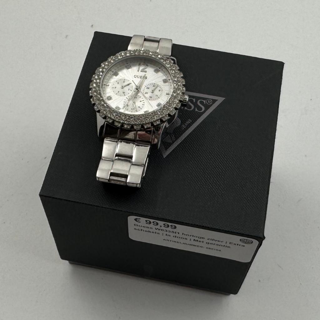Guess W0335l1 horloge zilver | Extra schakels | In doos | Me, Overige merken, Staal, Ophalen of Verzenden, Zo goed als nieuw
