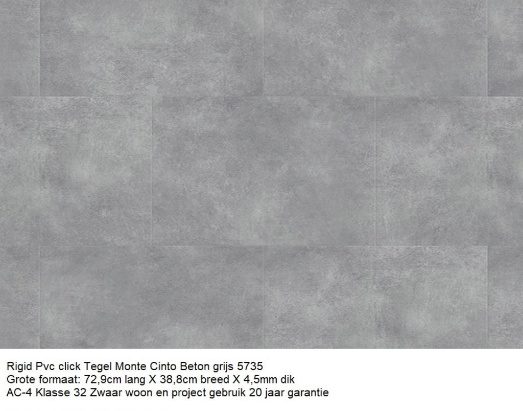 85,35m2 Grote Pvc Click Tegel Monte Beton Grijs 43pak :€1190, Huis en Inrichting, Stoffering | Vloerbedekking, 75 m² of meer, Nieuw
