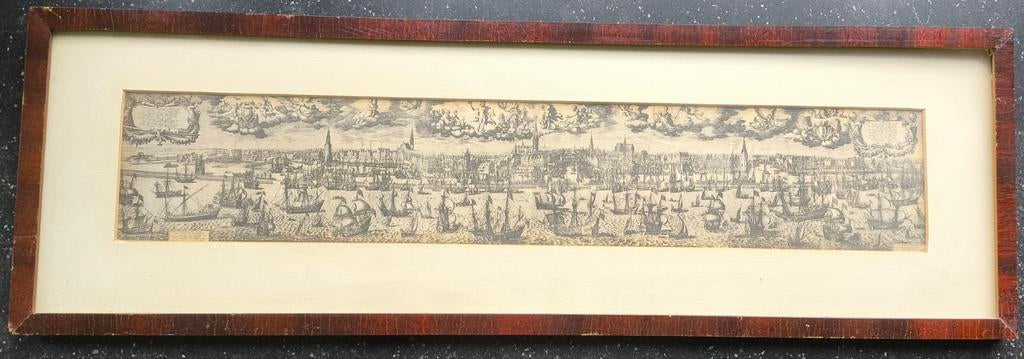 Oude prent van de Amsterdamse rederij, Antiek en Kunst, Kunst | Etsen en Gravures, Verzenden