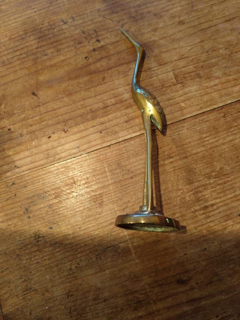 Vintage kraanvogel messing, Ophalen of Verzenden, Gebruikt, Dier