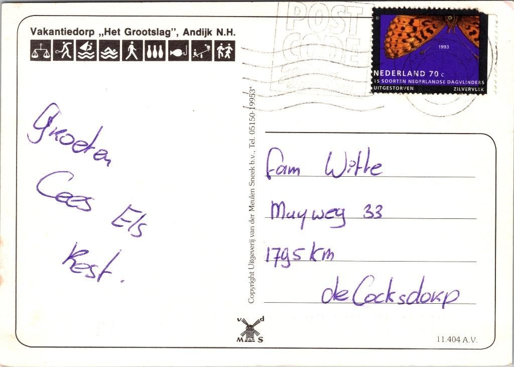 Vakantiedorp Het Grootslag Andijk - 4 ansichtkaarten, Verzenden, 1980 tot heden, Gelopen, Flevoland