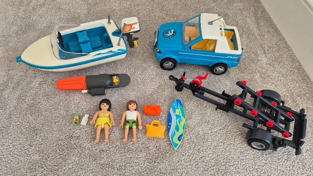 Playmobil 6864 Pick-up met Speedboot & Onderwatermotor, Kinderen en Baby's, Speelgoed | Playmobil, Ophalen of Verzenden, Gebruikt
