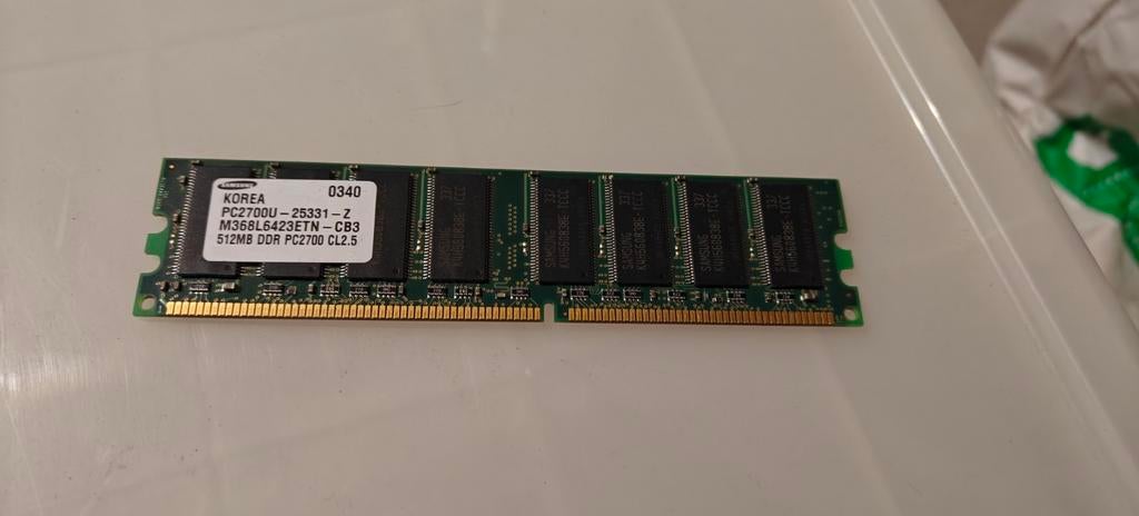 512MB DDR PC2700 RAM Geheugen, Computers en Software, RAM geheugen, PC2700, Ophalen of Verzenden, DDR, Desktop