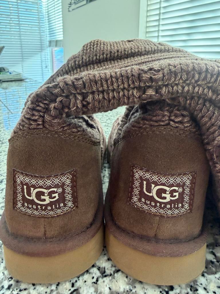 UGG Australia Gebreide Laarzen – Warm, Zacht & Stijlvol, Hoge laarzen, UGG, Bruin, Ophalen of Verzenden