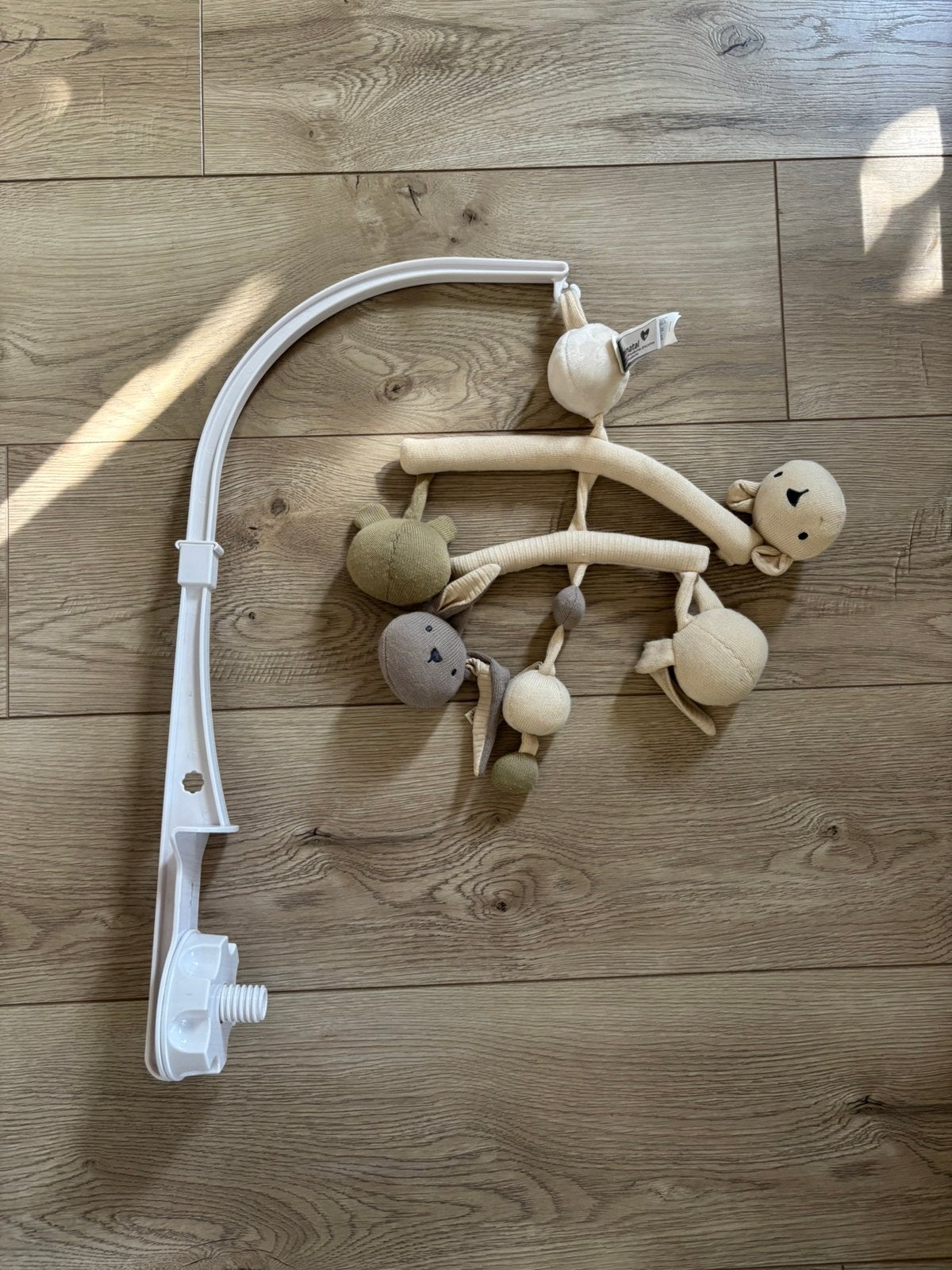 Prenatal muziek mobiel beige groen met dieren, Kinderen en Baby's, Ophalen of Verzenden, Zo goed als nieuw, Mobiel