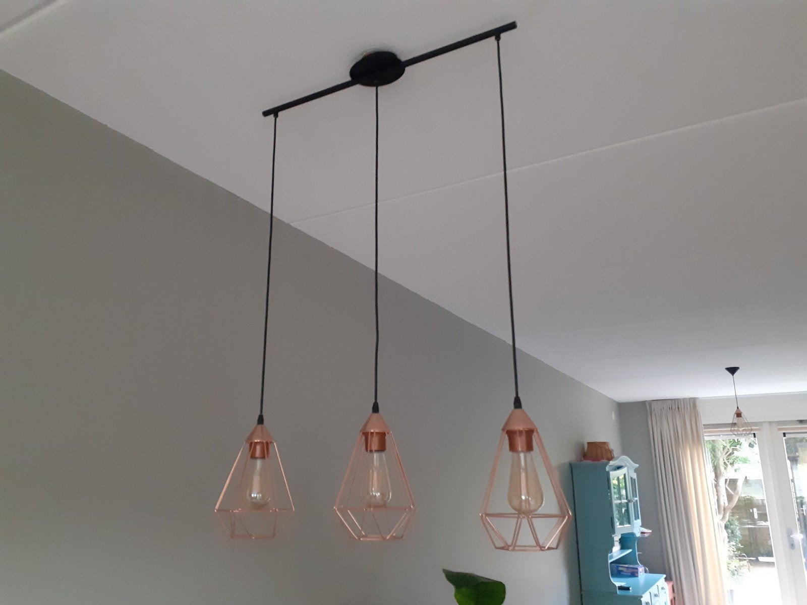 EGLO Tarbes hanglamp - Koperkleurig, 3-lichts, Zo goed als nieuw, Metaal, Modern, Industrieel, Geometrisch, E27 (groot)