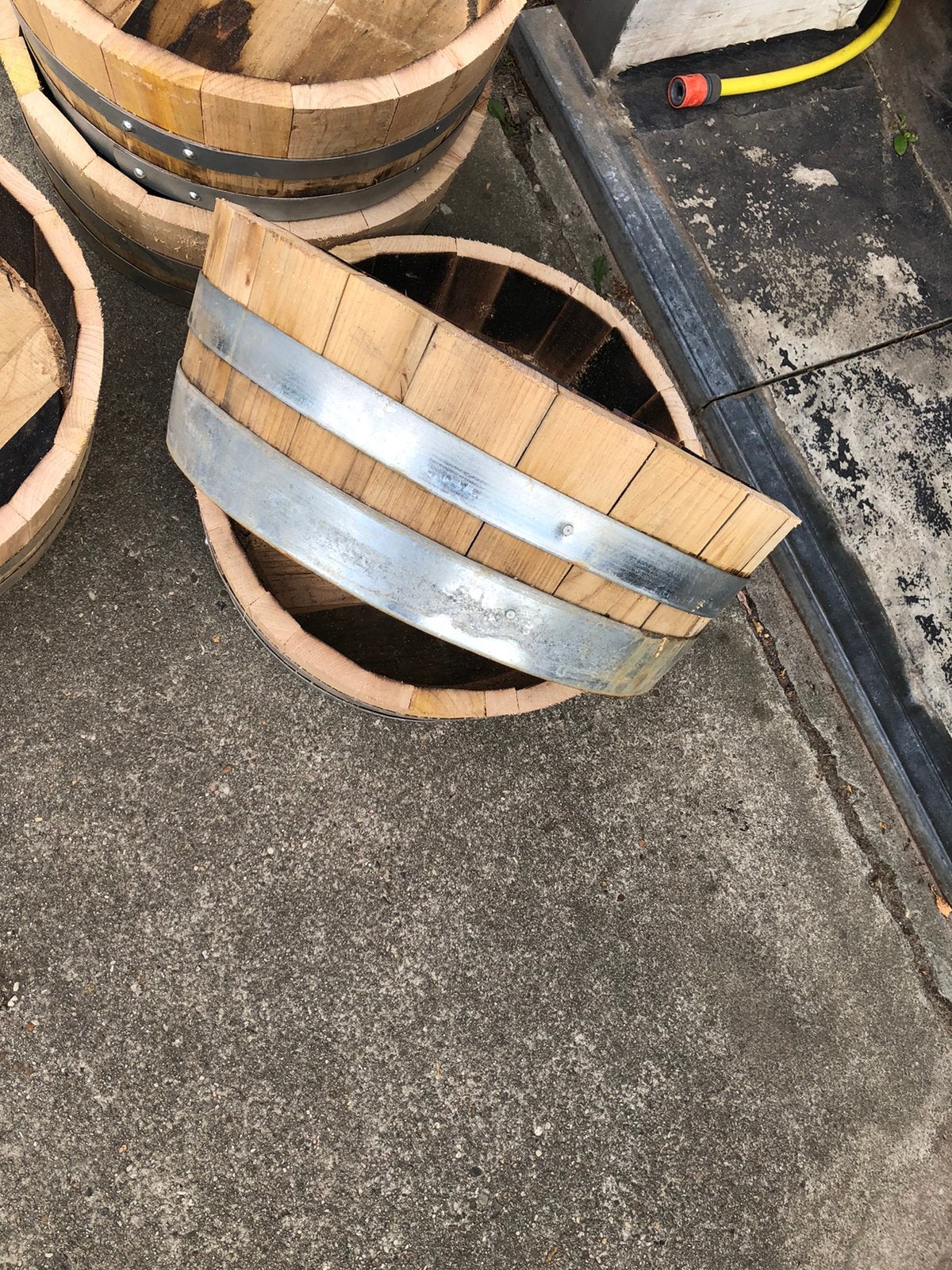 Bloembak eiken Zeer robuust LAATSTE STUKS kessel lb, Ophalen, Zo goed als nieuw, Rond, Hout