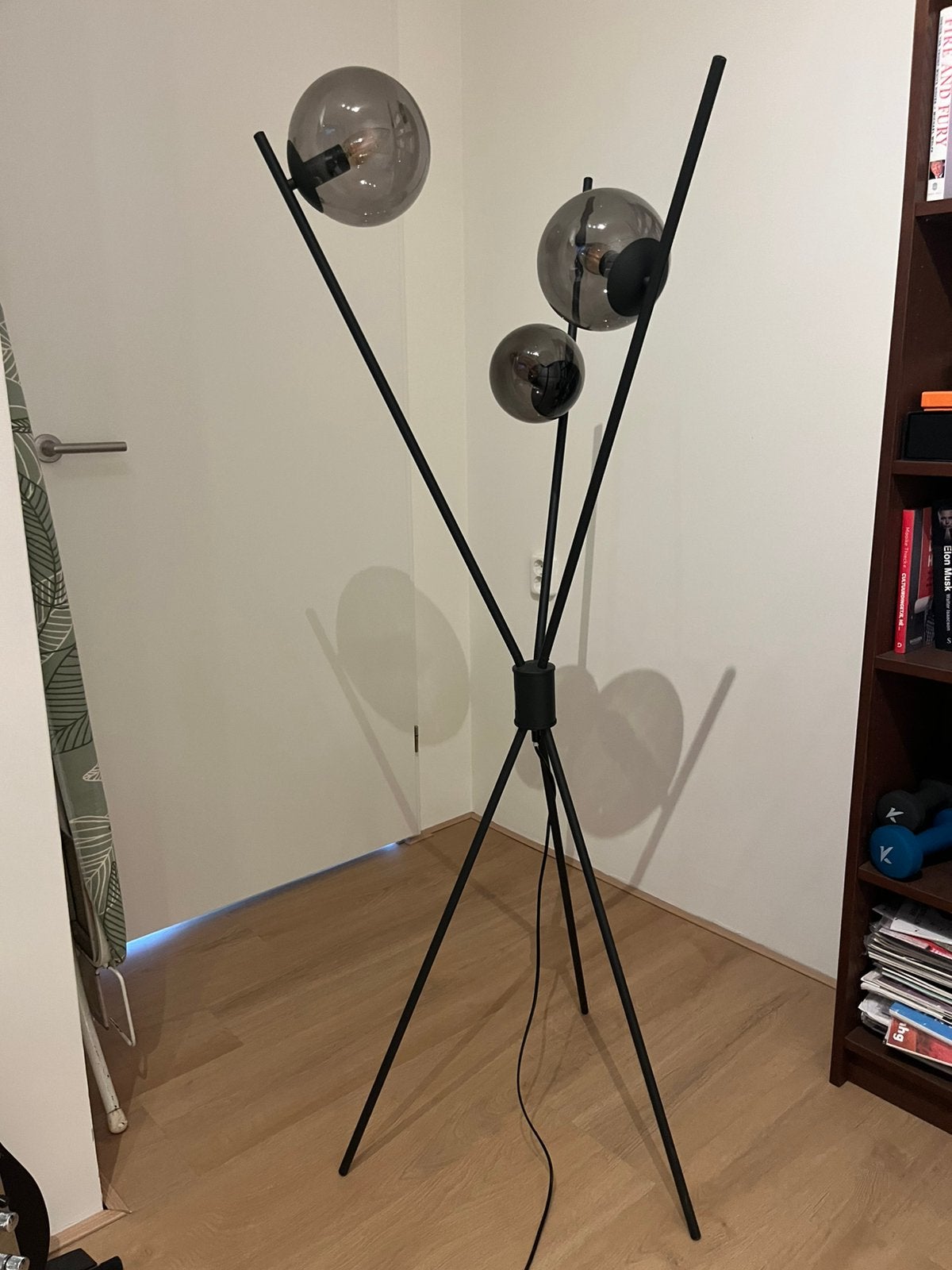 Staande lamp/ vloerlamp zwart bollen glas, Ophalen, Zo goed als nieuw, Glas, 150 tot 200 cm