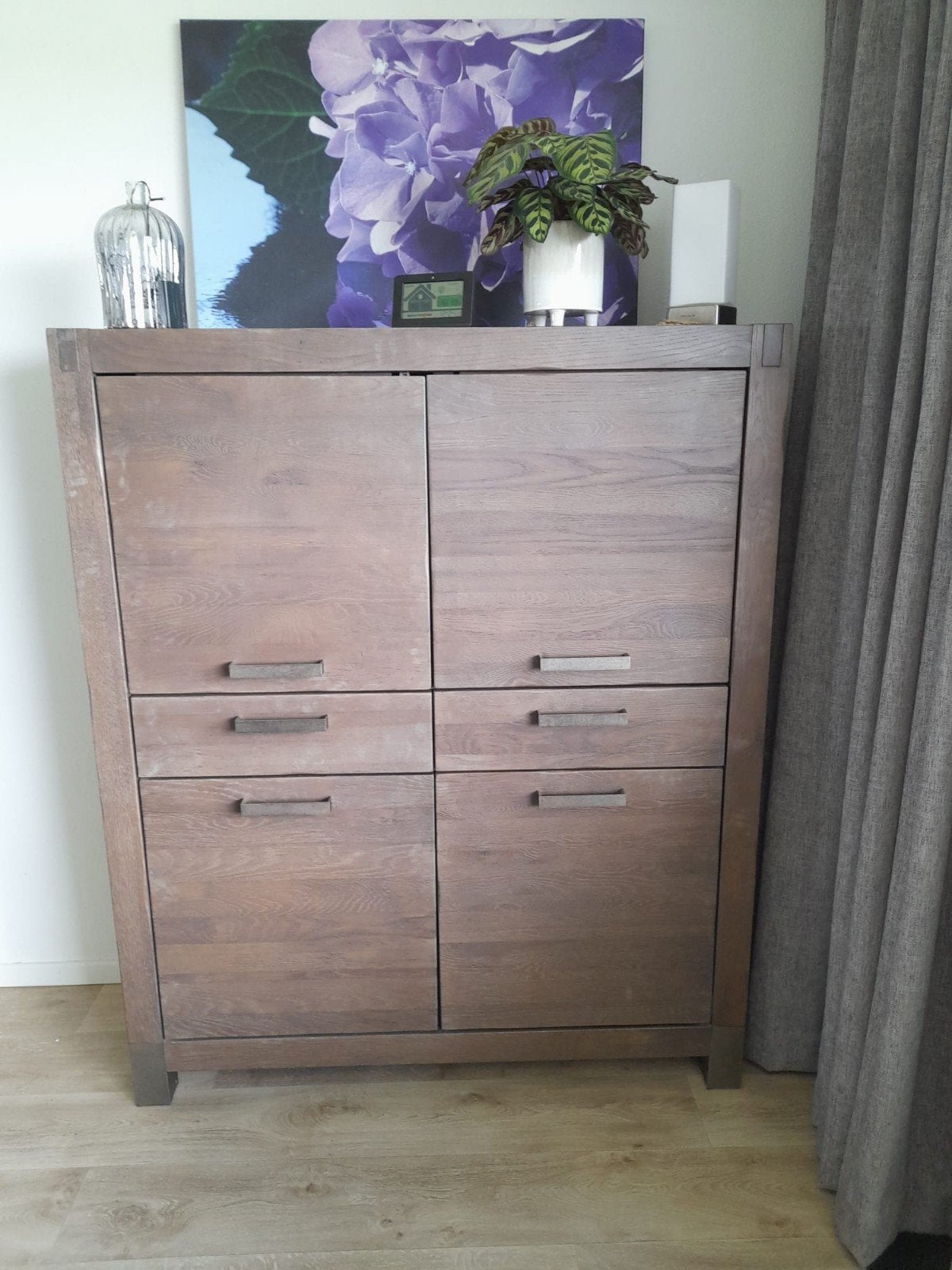 Eiken lavagrijs kast serie Codam (125x45x150 cm), Ophalen, Gebruikt, 100 tot 150 cm, Eikenhout