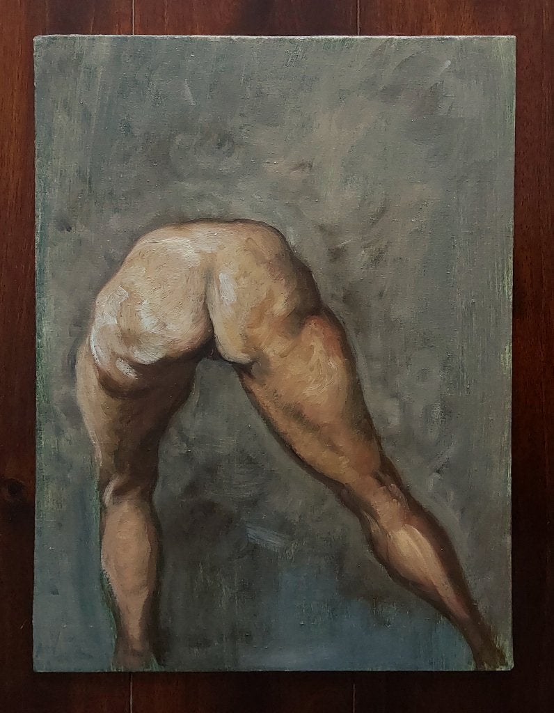 Schilderij/ Studie van Staand Naakt - Olieverf, Antiek en Kunst, Doek, Portret of Personen, Expressionistisch, Ophalen of Verzenden