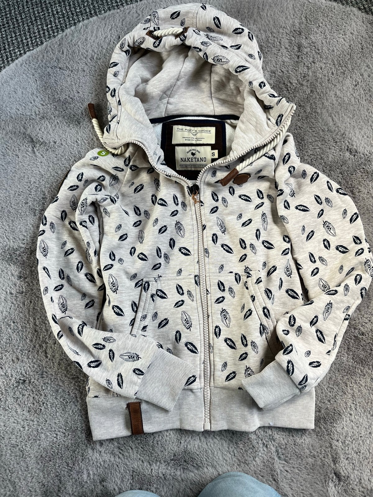 Naketano hoodie met verenprint - Maat S, Ophalen of Verzenden, Nieuw, Maat 36 (S), Grijs