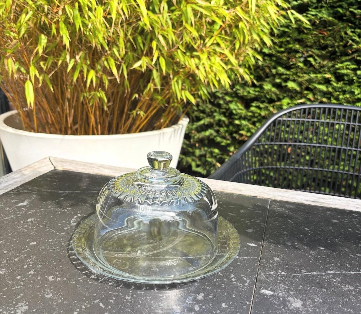Glazen stolp met knop onderbord Arcoroc France,vintage, Ophalen of Verzenden