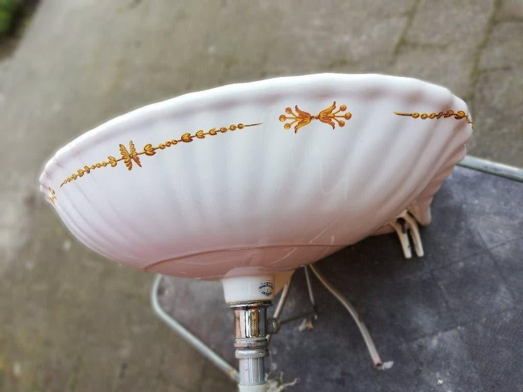 Franse wastafel schelpvorm okergeel/goudkleurig decor, Ophalen