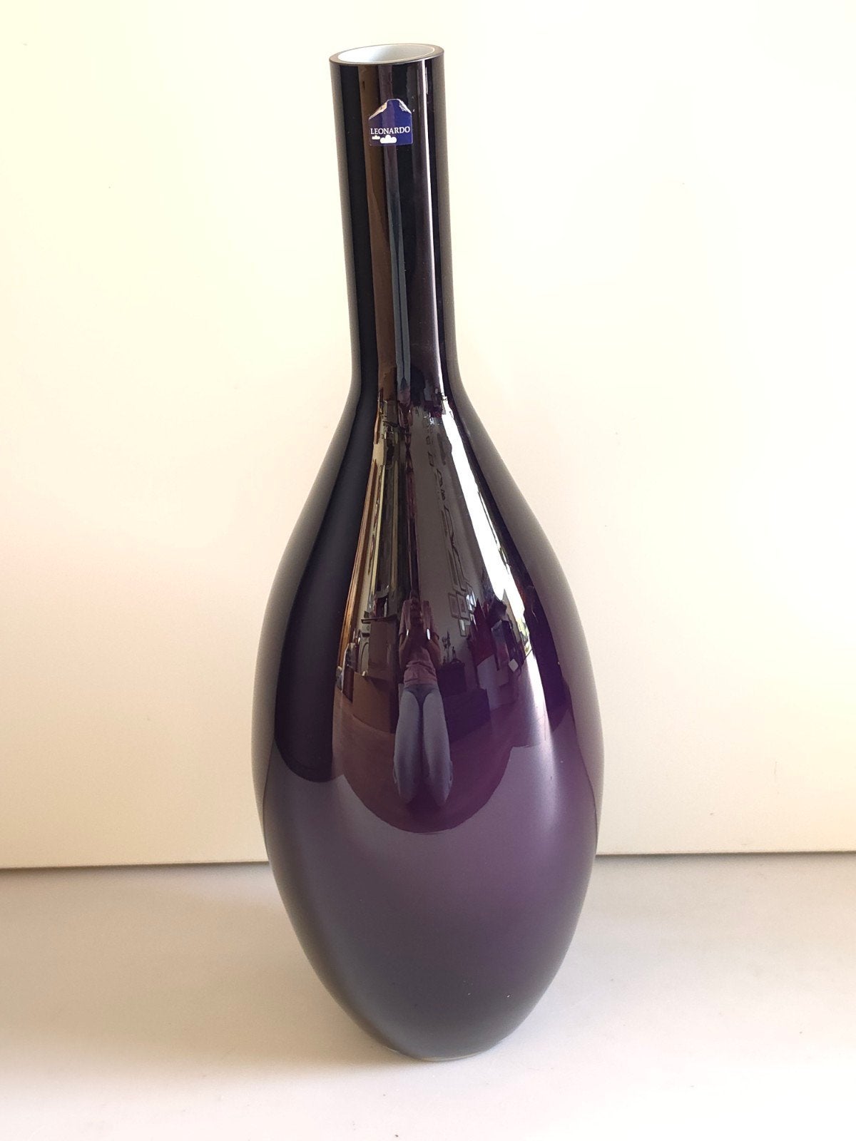 Leonardo Beauty glazen vaas paars glas 50 cm, Geschikt voor buiten, Paars, Ophalen of Verzenden, 50 cm