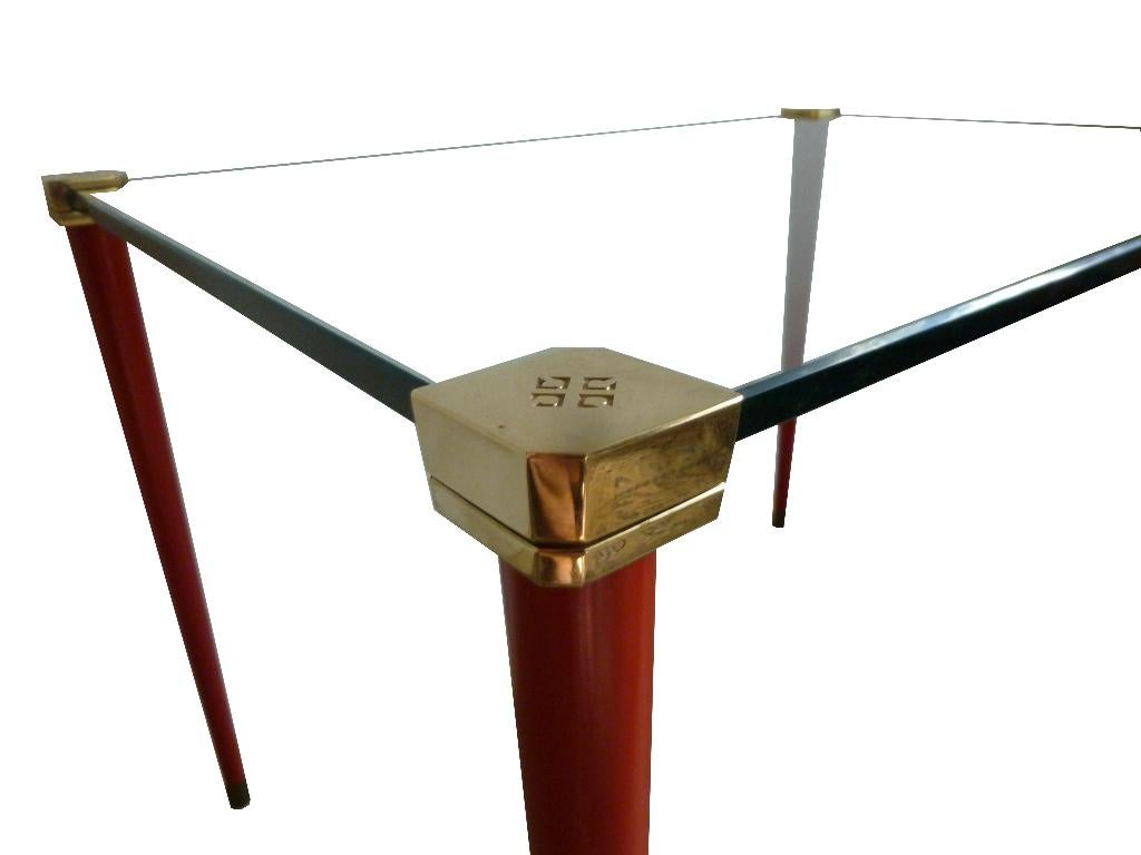Mooie unieke zeer zeldzame vintage Peter Ghyczy sidetable, Ophalen, 100 tot 150 cm, Glas, Gebruikt