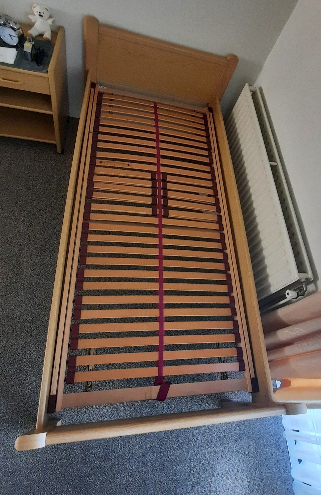 Eenpersoonsbed met Verstelbare lattenbodem 90x200 cm -, Ophalen, 90 cm, 200 cm, Hout