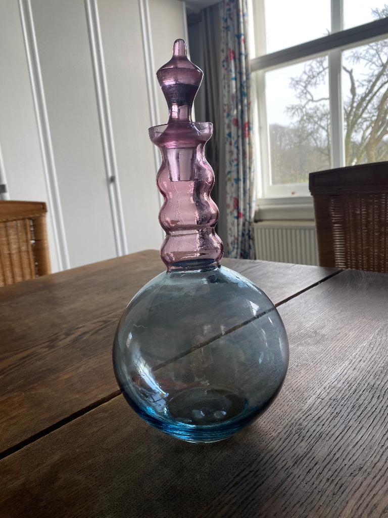 Vinted Glazen vaas – roze & transparant – groot formaat, Overige kleuren, Ophalen of Verzenden, Minder dan 50 cm, Glas